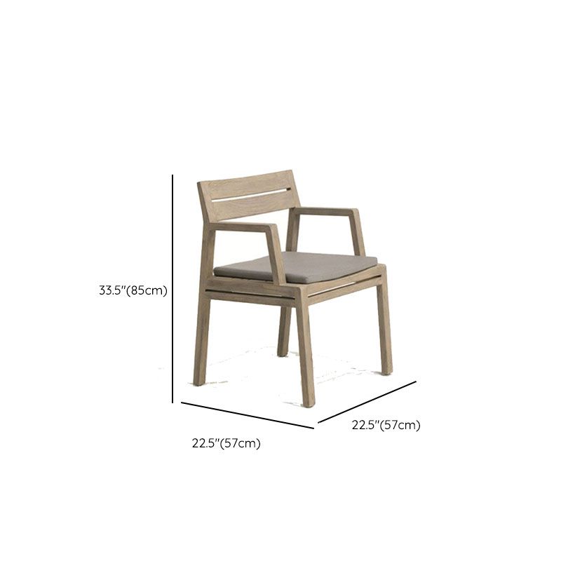 Contemporary Solid Wood Dining Armchair Open Back Patio Arm Chair