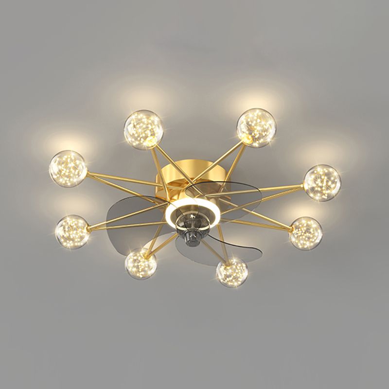 Kids Style Spherical Ceiling Fan Lights Metal LED Flush Lights for Bedroom