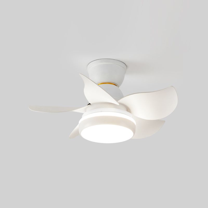 Stylish Macaron Fan Lamp Modern LED Semi Flush Ceiling Light for Bedroom