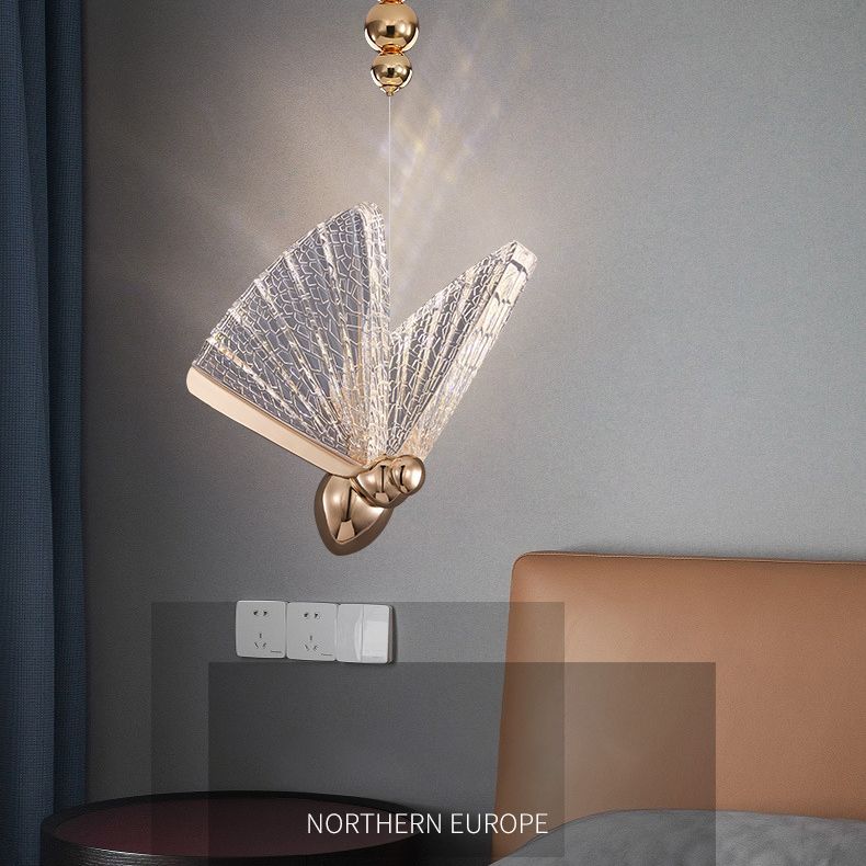Acrylic Butterfly LED Pendant Light in Modern Creative Style Wrought Iron Hanging Light for Dining Room