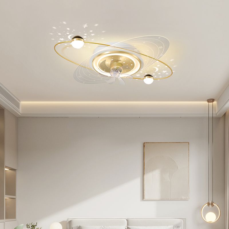 Modern Style Geometry Ceiling Fan Lamps Metal 3 Light Ceiling Fan Lighting for Bedroom