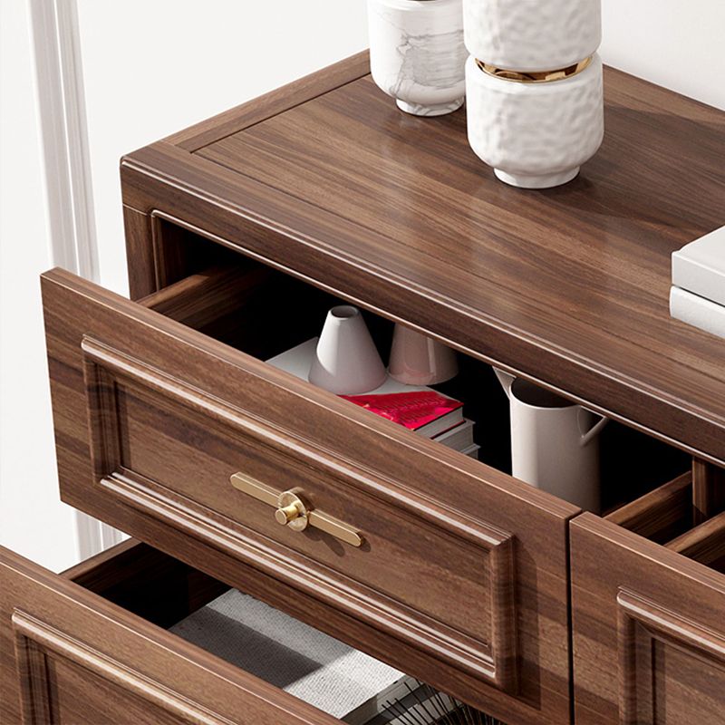 16" W Modern Brown Oak Storage Chest Dresser Wood Storage Chest with Drawers