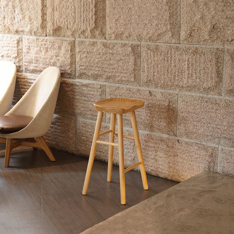 Contemporary Wood Stool Wood Counter Stool in Matte Finish for Indoor