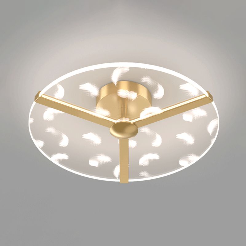 Contemporary Round Flush Light Fixture Metal 1 Light Flush Mount Ceiling Light