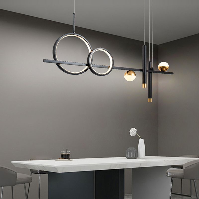 Linear LED Island Lighting in Contemporary Metal 6-Light Pendant Lights for Kitchen