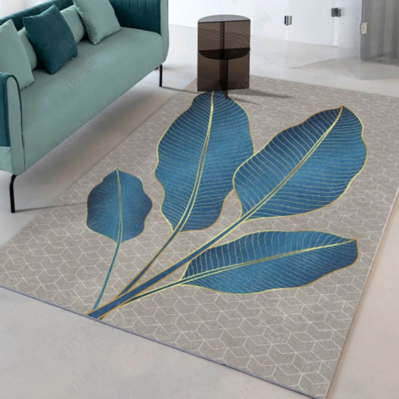 Dunkle Farbe Moderner Indoor Teppich Polyester Ginkgo Biloba Print Teppich Easy Care Teppich für die Heimdekoration
