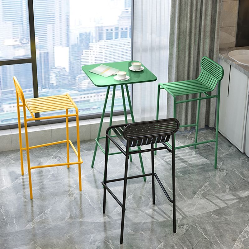 Modern Outdoor Counter Stool Rectangle Iron Footrest Counter Bar Stool