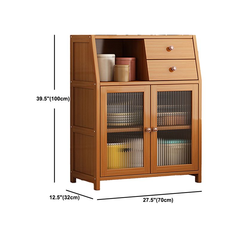 Modern Rectangle Accent Cabinet Brown Wood Knobs Side Cabinet with Doors