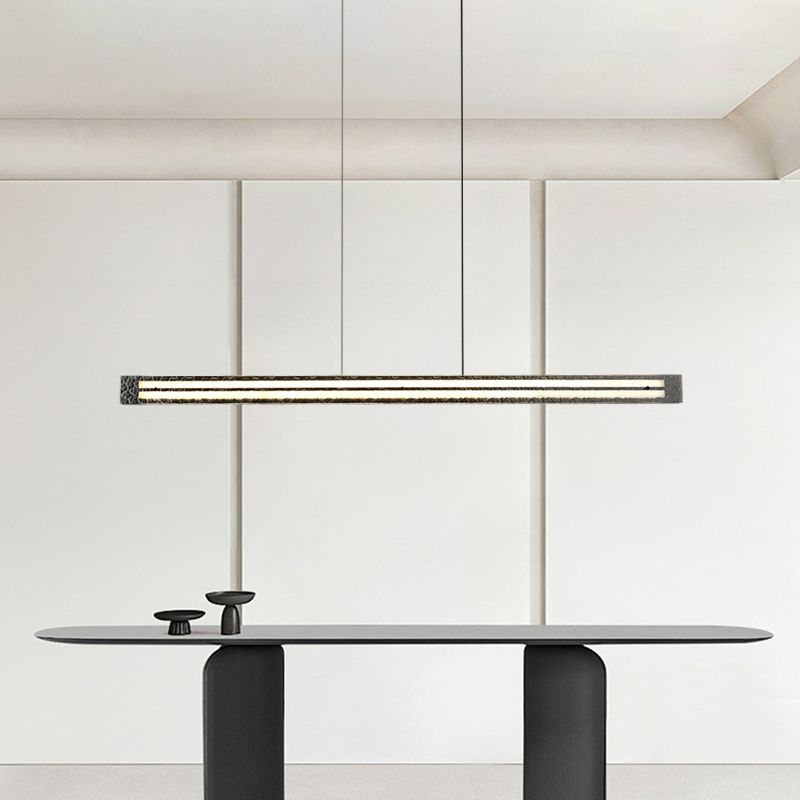 Contemporary Hanging Light Linear LED Island Light Fixture with Glass for Dining Room