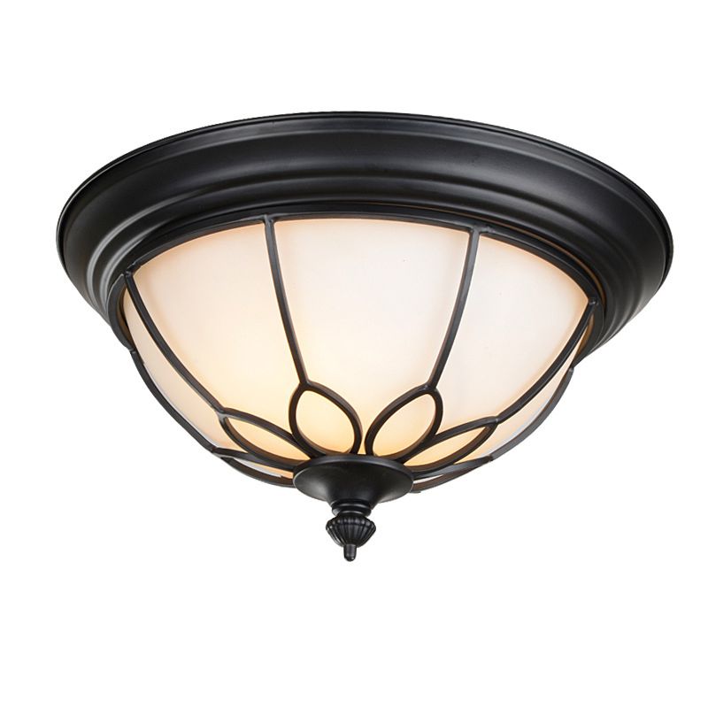 American Ceiling Light 1 Head Frosted Glass Lampshade Painted Ceiling Tray Bedroom Ceiling Lamp