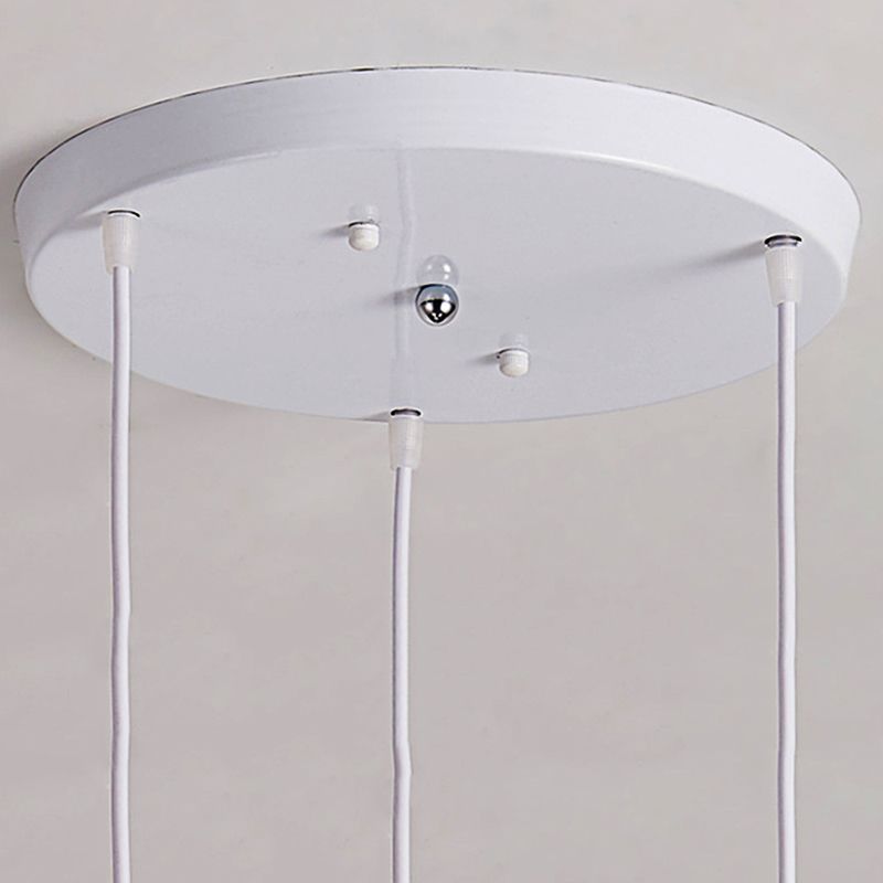 3 Lights Metal Pendant Lighting Modern Style White Geometric Indoor Hanging Ceiling Light, Linear/Round Canopy