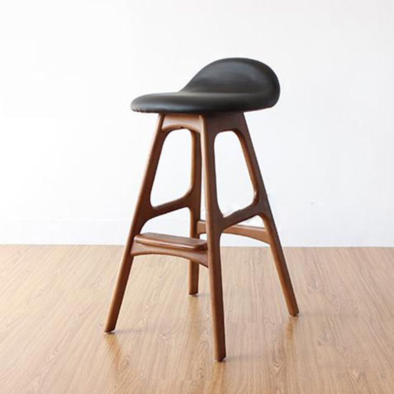 Industrial Ash Solid Wood Counter Stool Low Back Bar Stool with Footrest