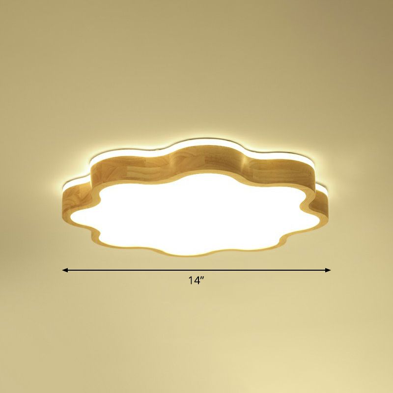Acrylic Floral Flush Mount Ceiling Fixture Simplicity Wood LED Flush Light for Bedroom