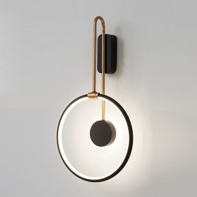 Metal Round Wall Mounted Lamps Modern Style 1 Light Wall Lighting Fixtures