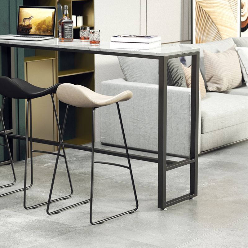 Modern Rectangle Bar Table Stone Bar Dining Table with Footrest