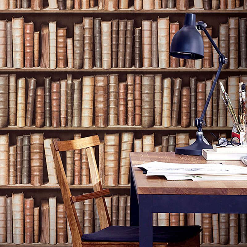 3D Bookstore and Stacked Books Decorative Non-Pasted Wallpaper, 57.1 sq ft.