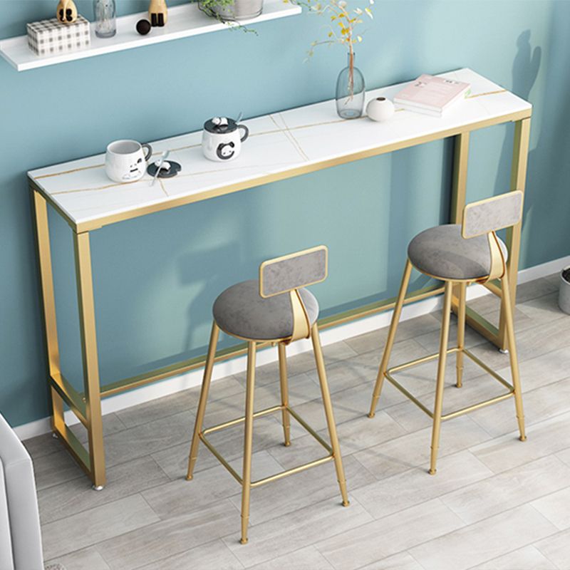 Glam Bar Pub Table Set 1/3 Pcs Rectangle Bar Table and Upholstered Stools with Metal Frame