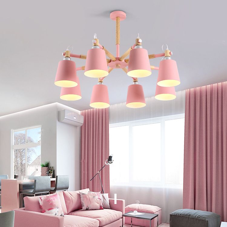 Hölzerne Kegelform Pendelleuchte Leuchte Einfacher Deckenleuchter im Wohnzimmer