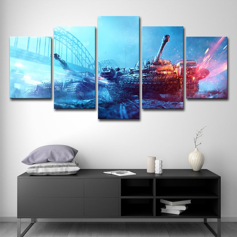 Blue Space Fight Tank Art Print Multi-Piece Fictional Living Room Wall Decoration