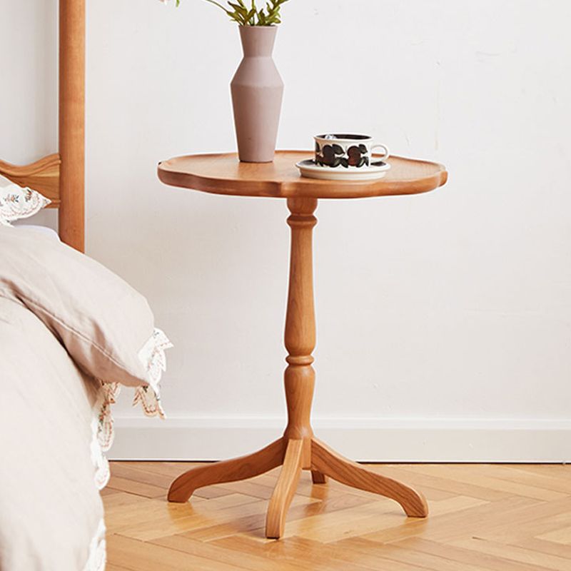 Modern Accent Side Table Naturally Shaped Natural Solid Wood 4 Legs Living Room