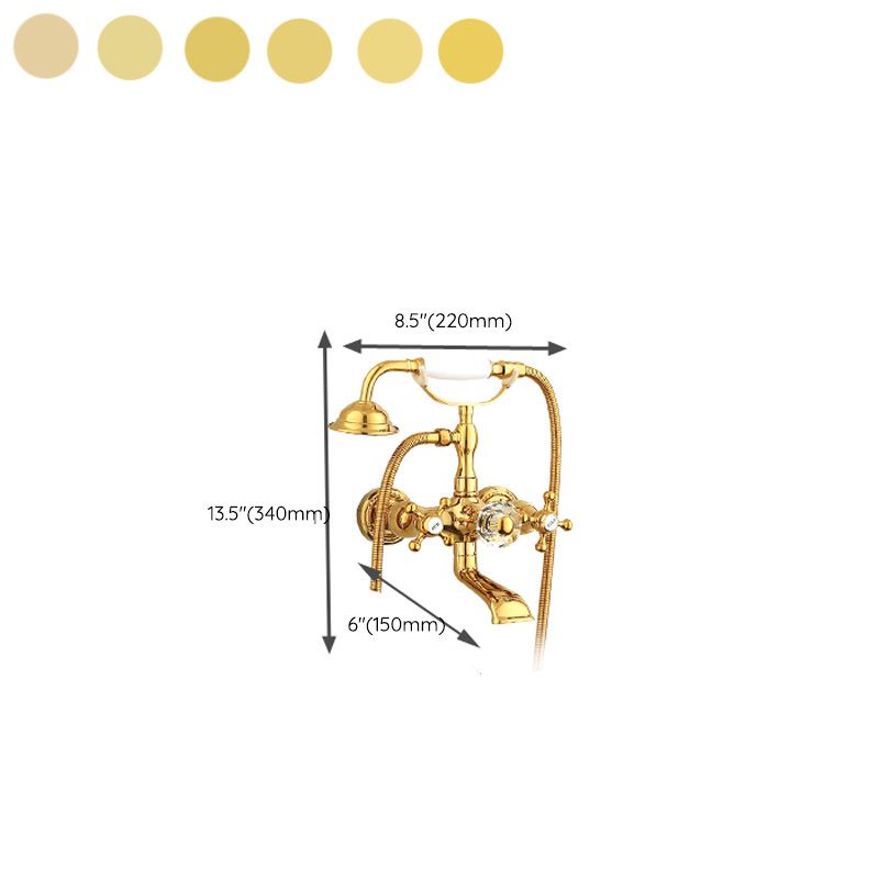 Wall Mounted Shower Arm Shower Faucet Metal Shower System with Slide Bar in Gold