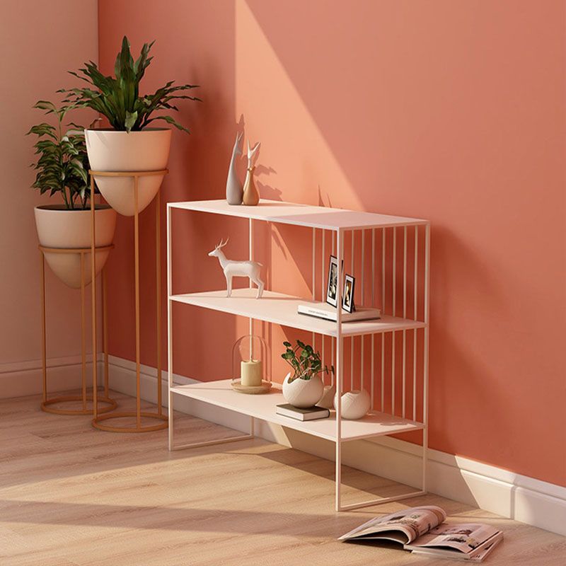 Modern Iron Open Storage Console Sofa Table Rectangle End Table with Shelves for Hall