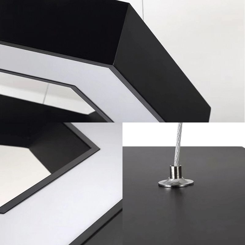 Black Geometric LED Pendant Light in Modern Concise Style Aluminium Hanging Light with Acrylic Shade