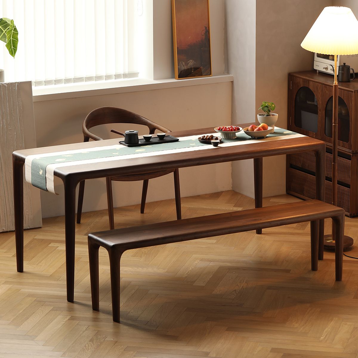 1/4/5 Piece Solid Wood Dining Room Table and Chair Set in Brown