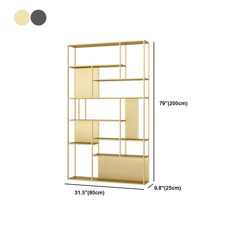Metal and Wood Shelf Open Etagere Shelf Bookcase for Bedroom