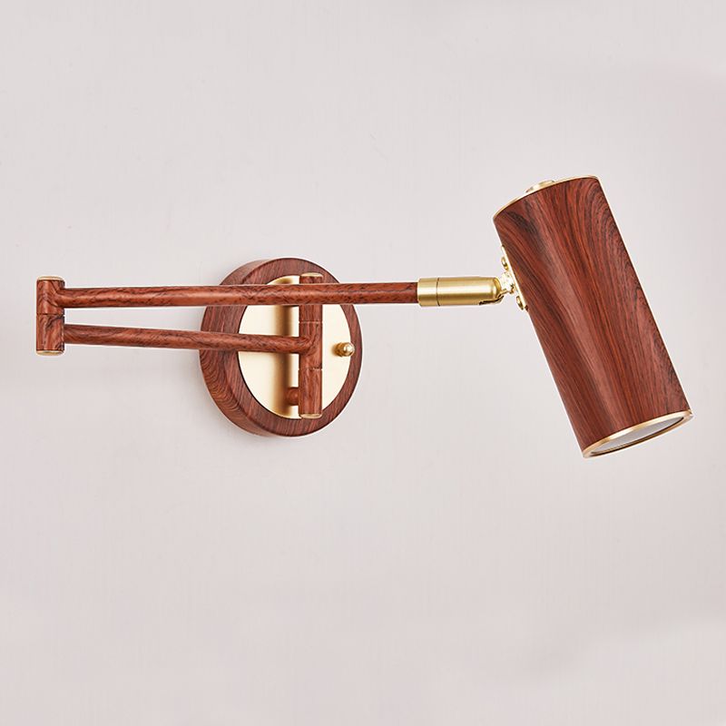 1-Licht-Zylinderwandbeleuchtung moderner Metallwandmontageleuchte in Braun