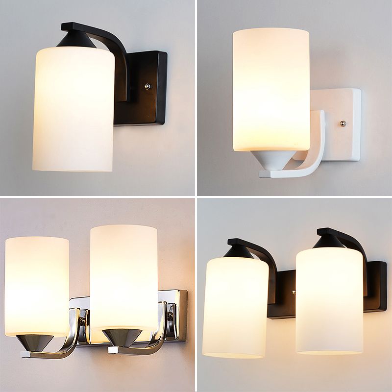Luz de montaje en la pared de la pared de la pared de lámpara de pared simple con sombra de vidrio de cilindro