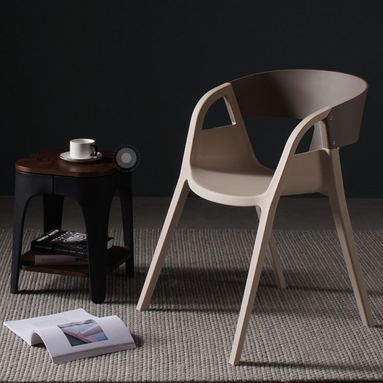 Scandinavian Open Back Side Chair Plastic Arm Chair for Home Use