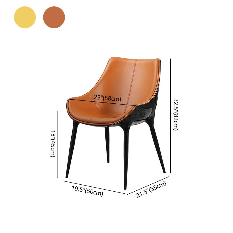 Sillas de comedor de cuero de estilo minimalista, sillas con respaldo sólido para cocina (juego de 2)