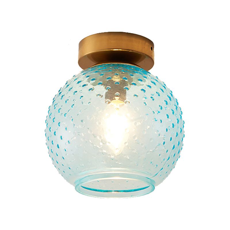 Plafonnier encastré en verre rose/jaune/bleu/transparent avec abat-jour globe minimalisme, luminaire monté au plafond pour foyer à 1 lumière