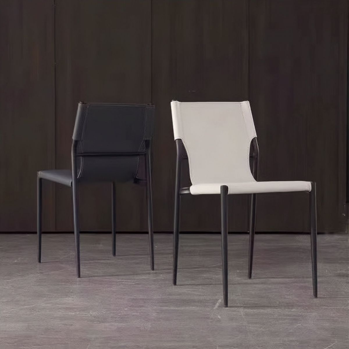 Sillas de comedor estilo moderno Silla auxiliar de cocina sin brazos con patas de metal