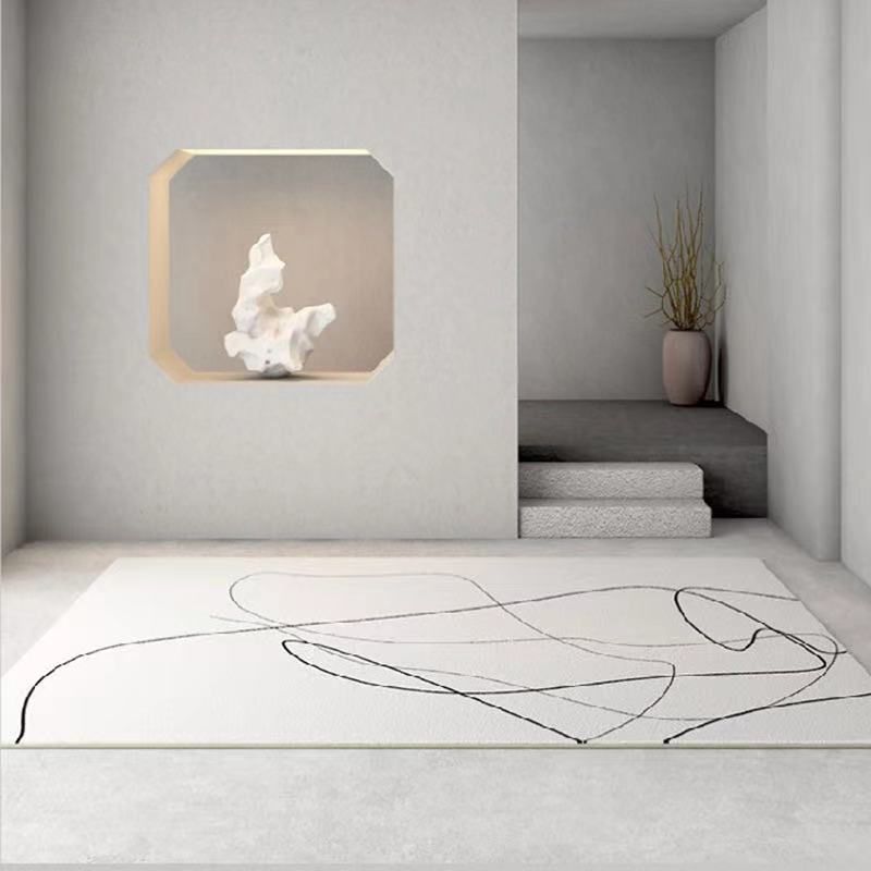 Wit abstract patroon tapijt modern polyester gebied tapijt niet-slip achterste tapijt voor woningdecoratie