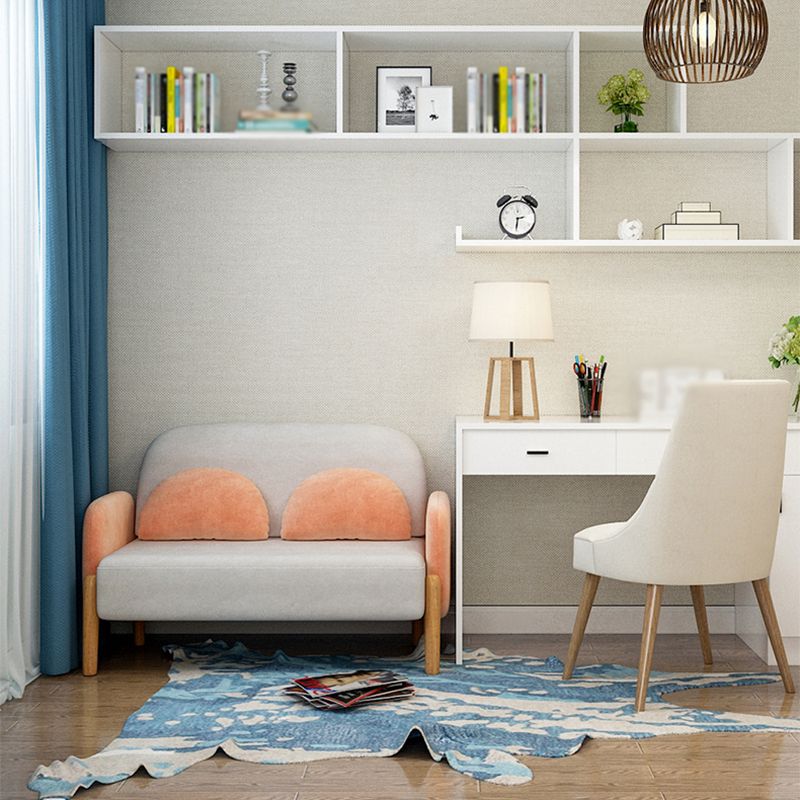 Scandinavian Loveseat with 2 Pillows and Square Arm for Apartment