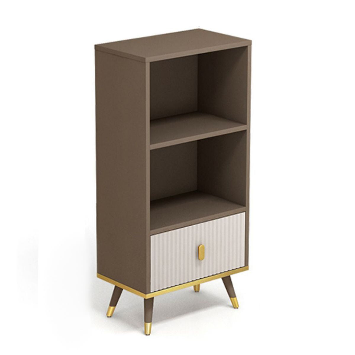 Rectangle Closed Back Bookcase Modern Wooden Bookshelf with Drawers