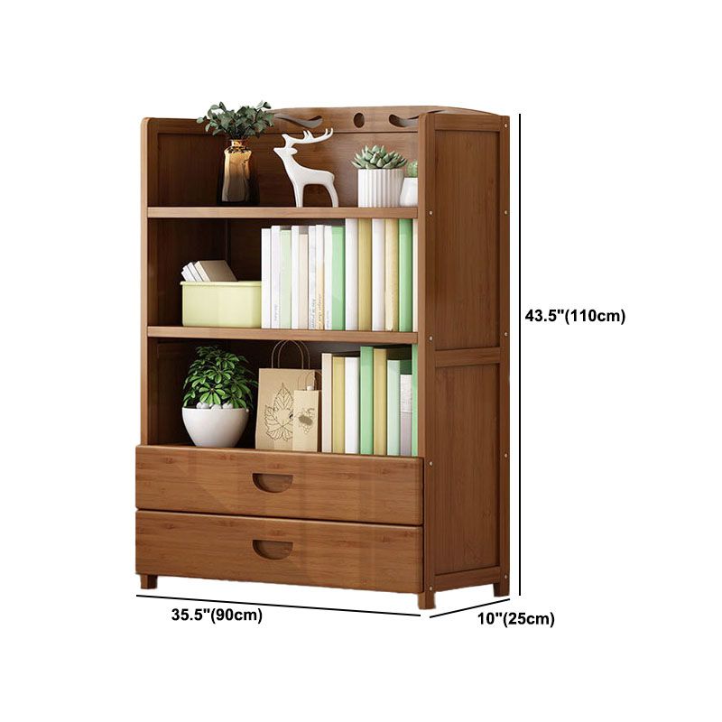 Contemporary Floor Closed Back Bookshelf Bamboo Home Shelf Bookcase