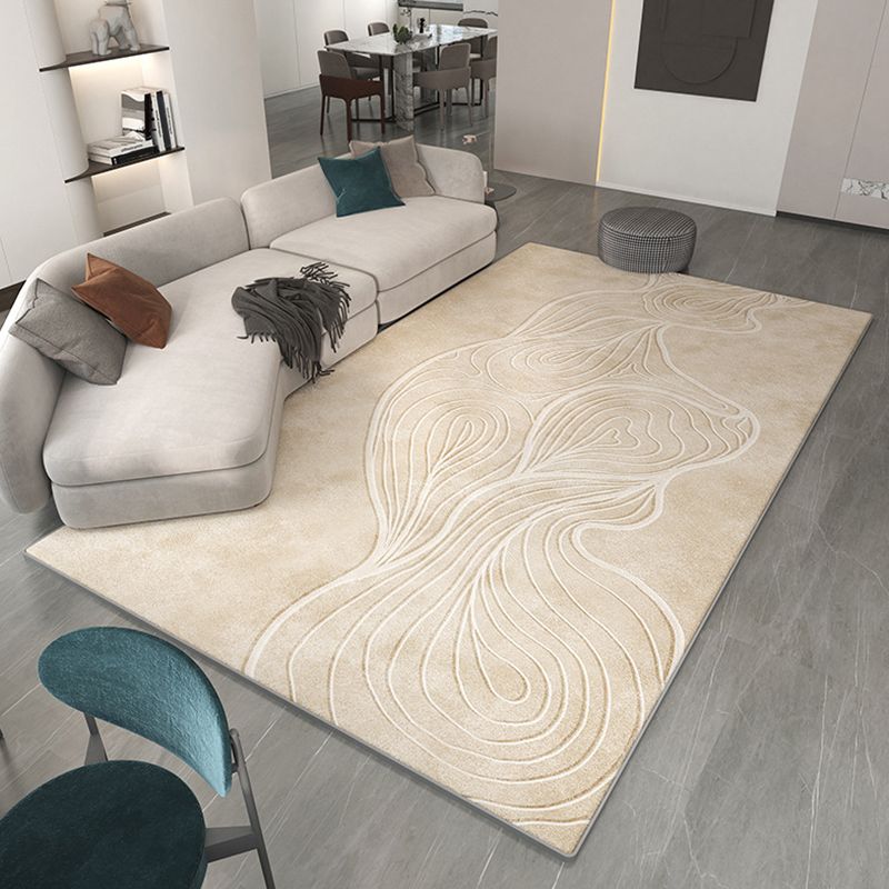 Beige Modern Carpet Polyester Color Lump Area Carpet Washable Carpet for Drawing Room