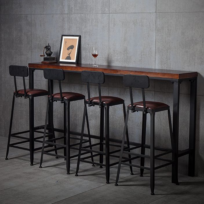 Industrial Style Bar Set 1/5 Pieces Solid Wood Rectangle Pub Dining Set for Indoor