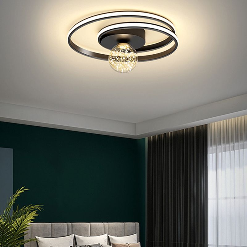Plafonnier encastré multi-lumières à abat-jour rond de style moderne, noir