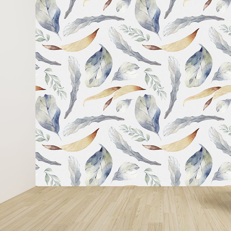 Contemporary Girls Mural Wallpaper Floral Design Light Color Wall Covering, Custom