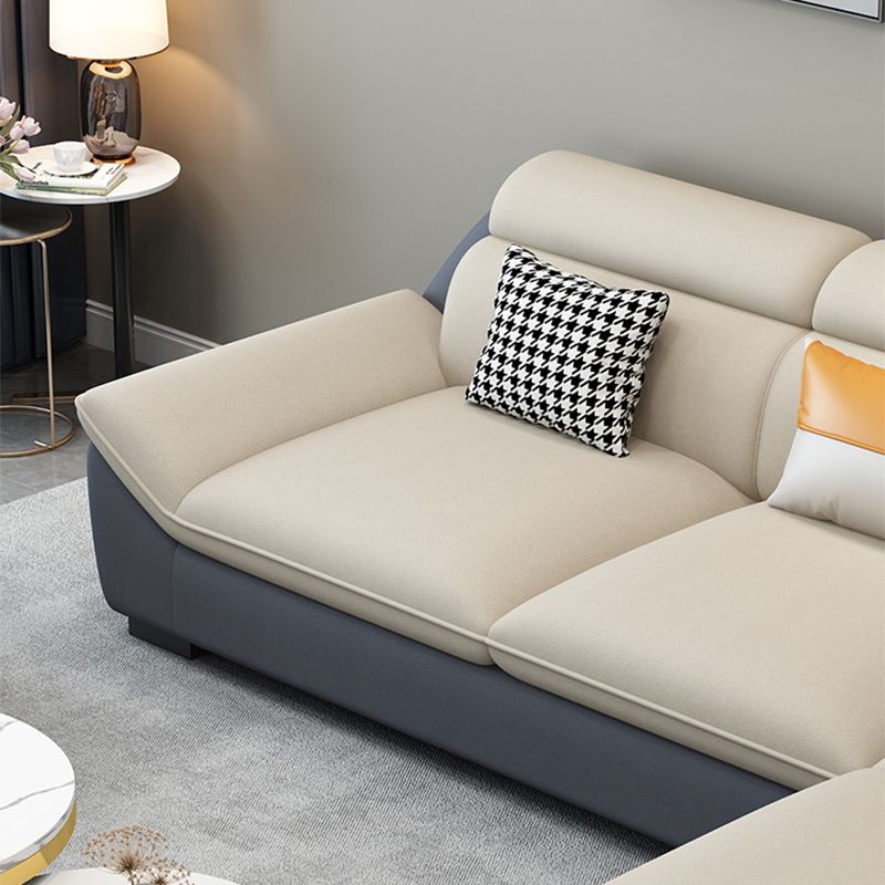North European Faux Leather Sofa Sewn Pillow Back Sofa with Pillows