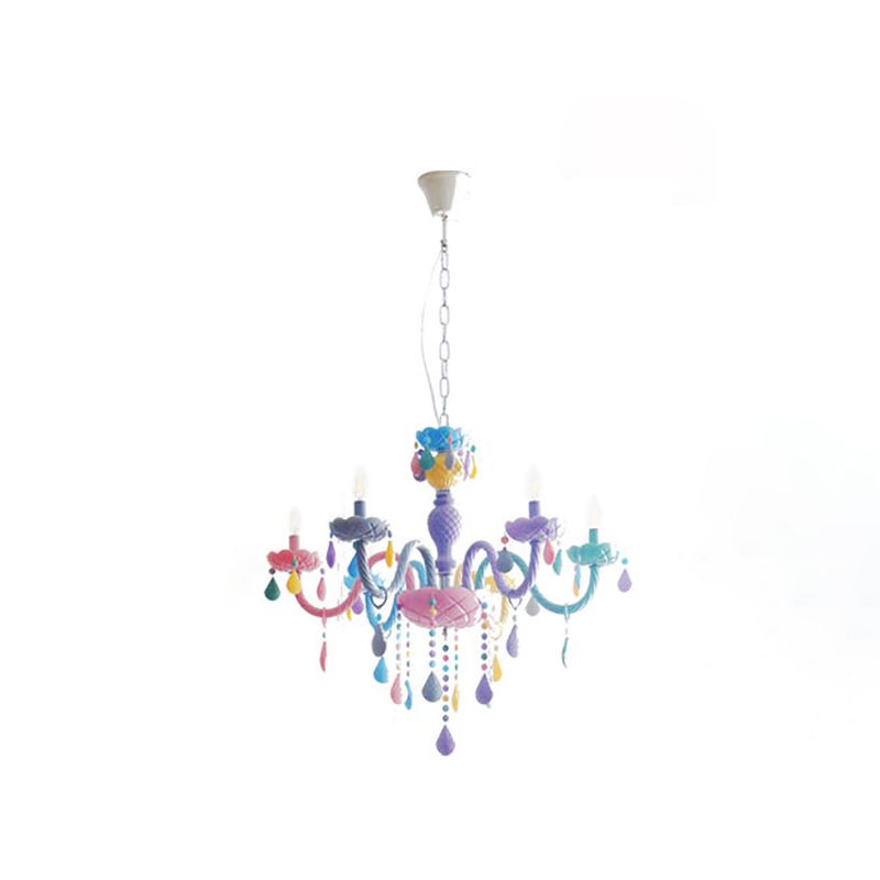 Lustre en macaron multi-tête contemporain luminaires de pendentif en verre métallique pour chambre à coucher pour la chambre à coucher