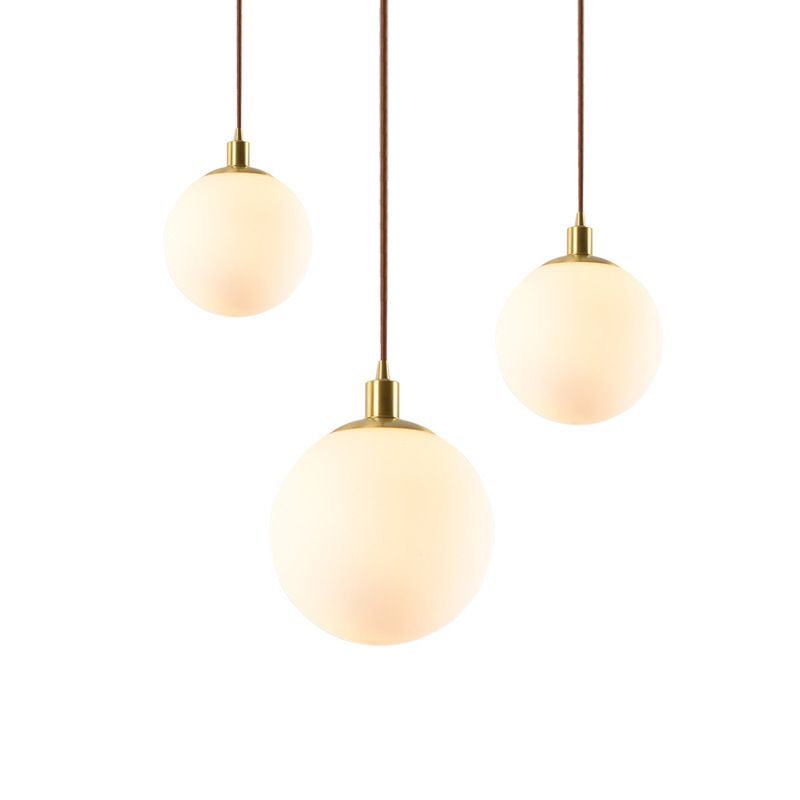 Gold 1 Light Pendant Lighting Fixtures Contemporary Glass Spherical Hanging Lights for Bedroom