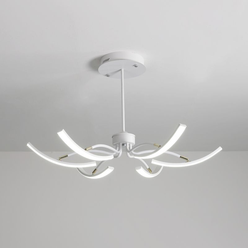 White Floral Chandelier Light Minimalistic Metal LED Ceiling Suspension Lamp for Living Room