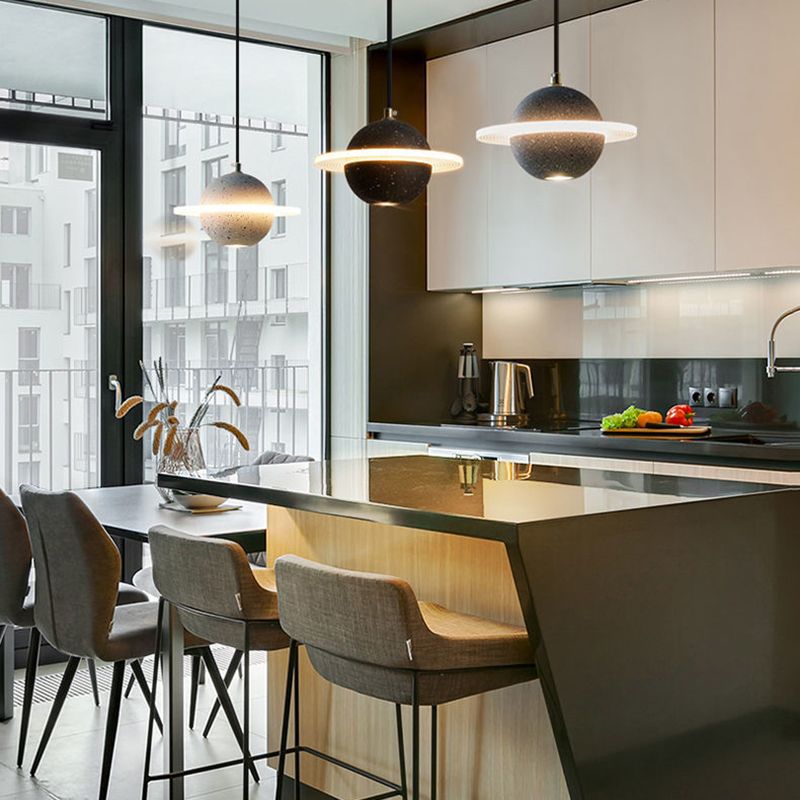 Modern Style Spherical Shape Pendant Lighting Cement Pendant Light for Bedroom