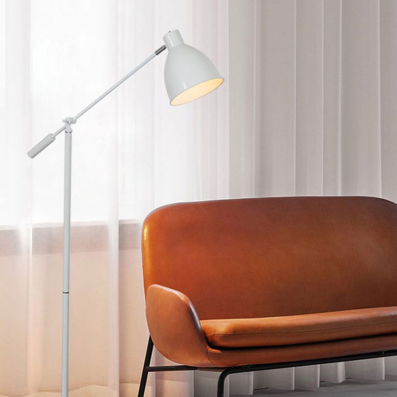 Nordic 1-Light Floor Lamp Balance Arm Task Floor Light with Bell Metal Shade
