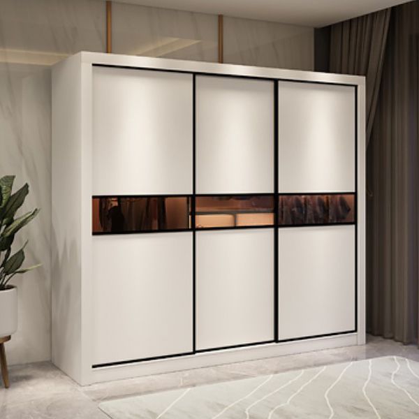 White Contemporary Wardrobe Cabinet Wooden Wardrobe Armoire for Home